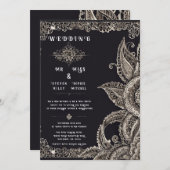 Elegante Floral Lace Design Uitnodiging (Voorkant / Achterkant)