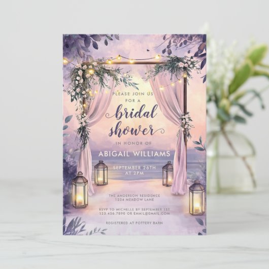 Elegante Floral Lanterns Garden Vrijgezellenfeest Kaart (Staand voorkant)