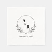 Elegante Floral Laurel Krans Huwelijk Monogram Servet (Voorkant)