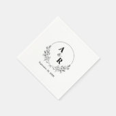 Elegante Floral Laurel Krans Huwelijk Monogram Servet (Hoek)