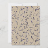 Elegante Floral Laurel krans Navy Blue bruiloft Kaart (Achterkant)