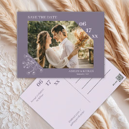 Elegante Floral lavendel bruiloft Save the Date Briefkaart