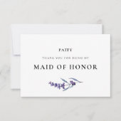 Elegante Floral Lavendel Maid of Honor Bedankkaart (Voorkant)