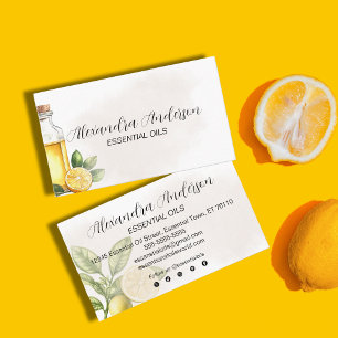 Elegante Floral Lemon Essential Oils Waterverf Visitekaartje