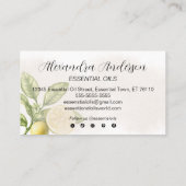 Elegante Floral Lemon Essential Oils Waterverf Visitekaartje (Achterkant)