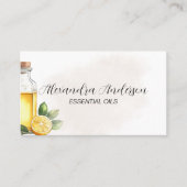 Elegante Floral Lemon Essential Oils Waterverf Visitekaartje (Voorkant)