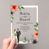 Elegante Floral Lijst bruid en bruidegom Chic Wedd Acryl Uitnodigingen (Insitu (Draagbaar))