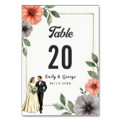 Elegante Floral Lijst bruid en bruidegom Chic Wedd Kaart (Achterkant)