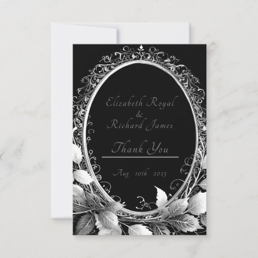 Elegante floral lijst bruiloft collectie bedankkaart (Voorkant)