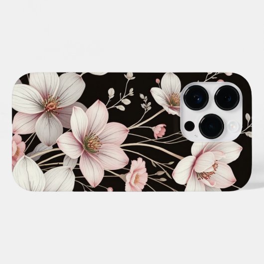 Elegante Floral Line Art Phone Case (Achterkant (horizontaal))
