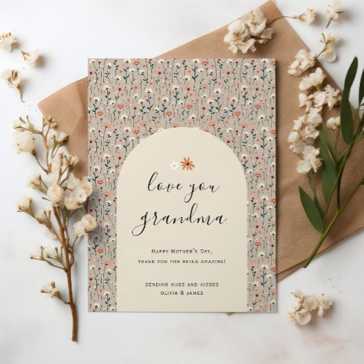 Elegante Floral Love You Oma Verjaardagsdag Kaart