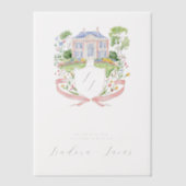 Elegante Floral Manor Wedding Crest Vellum Uitnodigingen (Voorkant)