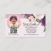Elegante Floral Mauve Hair Salon Stylist Foto QR Visitekaartje (Achterkant)