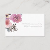 Elegante Floral Mauve Roze Waterverf Visitekaartje (Achterkant)