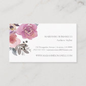 Elegante Floral Mauve Roze Waterverf Visitekaartje (Voorkant)