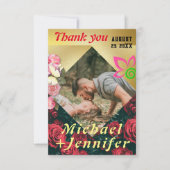 Elegante Floral minimalistische aangepaste foto br Bedankkaart (Voorkant)