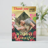 Elegante Floral minimalistische aangepaste foto br Bedankkaart (Staand voorkant)