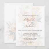 Elegante Floral minimalistische bruiloft uitnodigi Kaart (Voorkant / Achterkant)