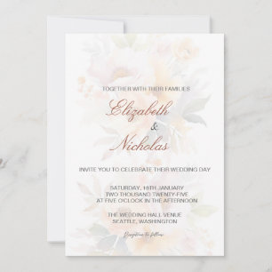 Elegante Floral minimalistische bruiloft uitnodigi Kaart