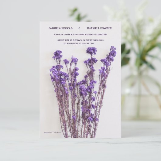 Elegante Floral Minimalistische Paarse Lavendel Br Kaart (Staand voorkant)