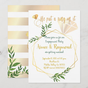 Elegante Floral Modern Chic Engagement Party Kaart
