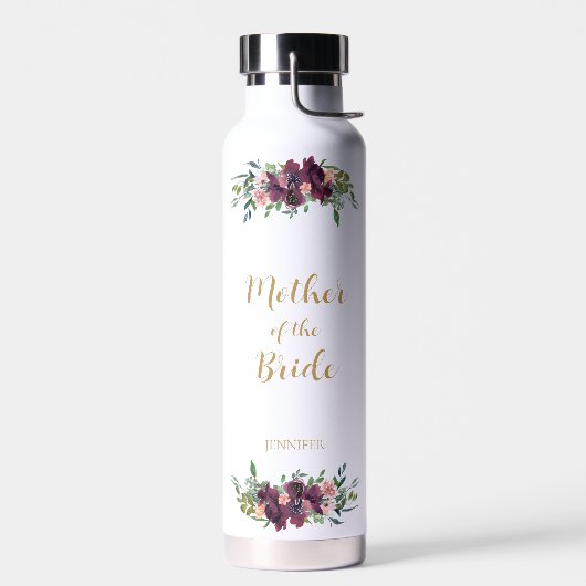 Elegante Floral Moeder van de bruid Waterfles (Links)