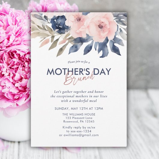 Elegante Floral Moederdag Brunch Kaart