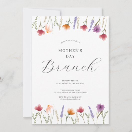 Elegante Floral Moederdag Brunch Kaart (Voorkant)