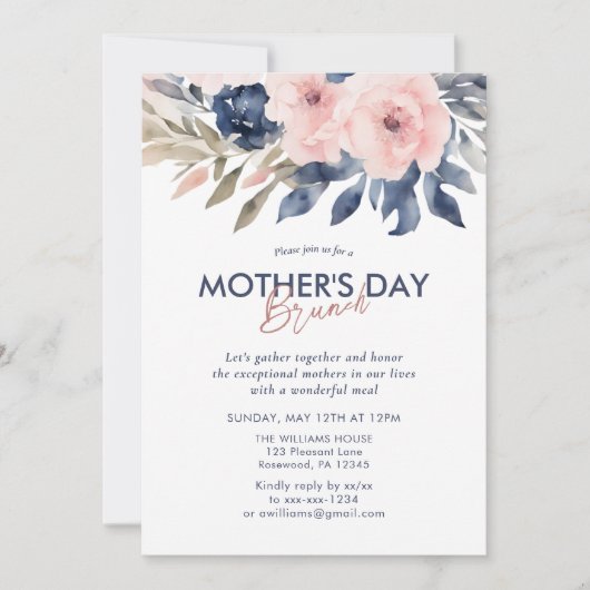 Elegante Floral Moederdag Brunch Kaart (Voorkant)