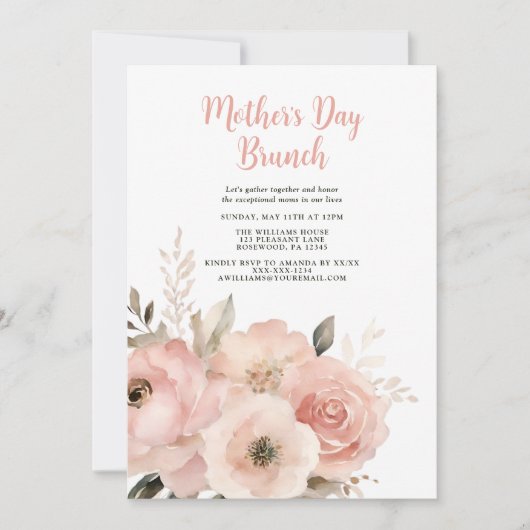 Elegante Floral Moederdag Brunch Kaart (Voorkant)