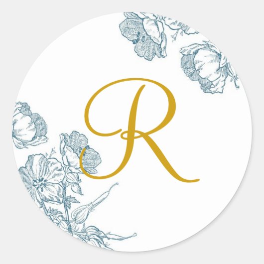 Elegante Floral Monogram Sticker (Voorkant)