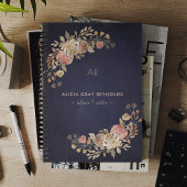 Elegante floral monogrammed business professional notitieboek