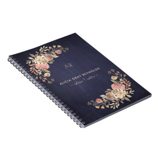 Elegante floral monogrammed business professional notitieboek (Rechterzijde)