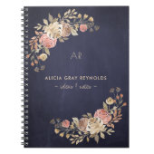 Elegante floral monogrammed business professional notitieboek (Voorkant)