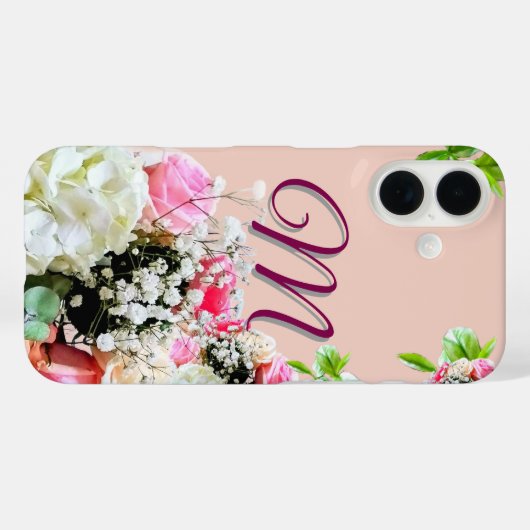 Elegante Floral Monogrammed iPhone / iPad case (Achterkant (horizontaal))