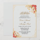 Elegante Floral moslim bruiloft uitnodiging (Voorkant / Achterkant)