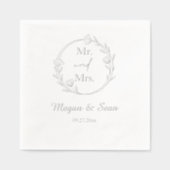 Elegante Floral Mr en Mrs Wedding Folie Servetten (Voorkant)