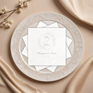 Elegante Floral Mr en Mrs Wedding Folie Servetten