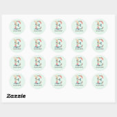 Elegante Floral Natuur Letter E Gepersonaliseerde Ronde Sticker (Vel)