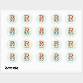 Elegante Floral Natuur Letter R Gepersonaliseerde  Ronde Sticker (Vel)