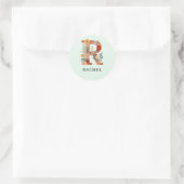 Elegante Floral Natuur Letter R Gepersonaliseerde  Ronde Sticker (Tas)