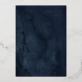 Elegante  Floral Navy Gold Quinceanera Folie Uitnodiging (Achterkant)