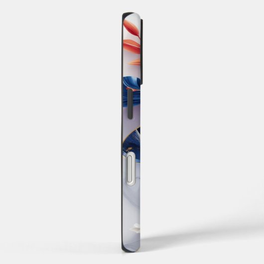 Elegante Floral Navy Marmeren iPhone Case (Achterkant / Rechts)