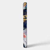 Elegante Floral Navy Marmeren iPhone Case (Achterkant / Links)