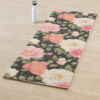 Elegante Floral Noir Floral Pastel Roze Ivoor Roze Yogamat