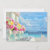 Elegante Floral Ocean Beach Baby shower Uitnodigin Kaart (Voorkant)