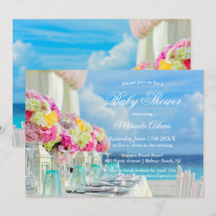 Elegante Floral Ocean Beach Baby shower Uitnodigin Kaart