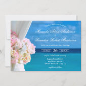 Elegante Floral Ocean Beach bruiloft uitnodiging (Voorkant)