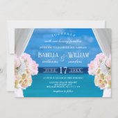 Elegante Floral Ocean Beach bruiloft uitnodiging (Voorkant)
