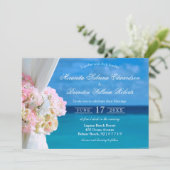 Elegante Floral Ocean Beach bruiloft uitnodiging (Staand voorkant)